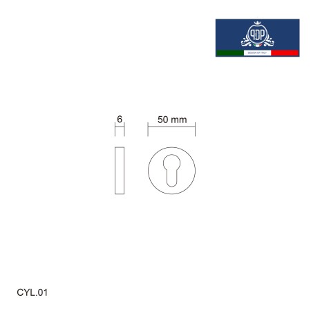 Накладка под цилиндр PDP CYL.01 полированный хром CYL.01.01