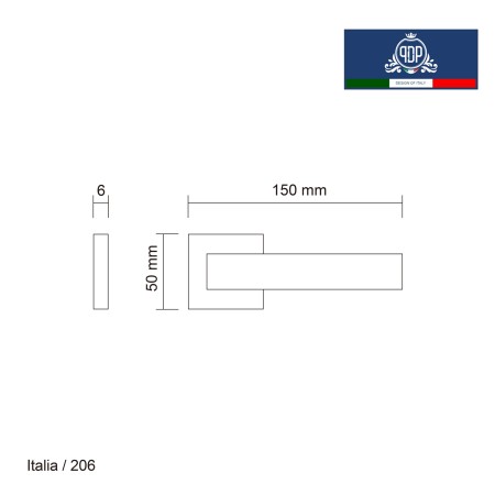 Дверная ручка на розетке PDP Italia 206.01 полированный хром