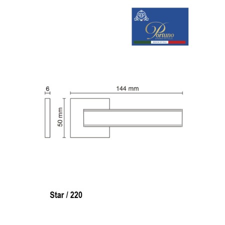 Дверная ручка на розетке Portuno Star 220.06 PVD полированное золото